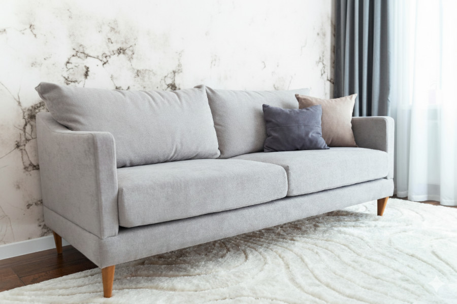 Mur rempli de moississures à cause d'un air humide au sein de la maison à La Réunion